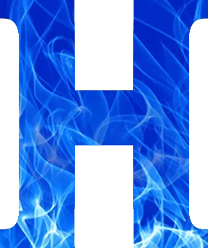 H overlaid with Blue Flames